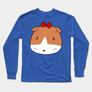 Bow Guinea Pig Face Long Sleeve T-Shirt